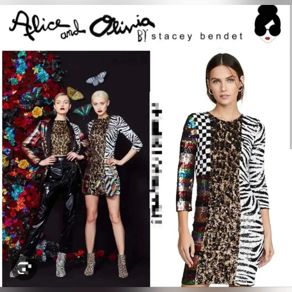 Alice + Olivia Jae Sequin Mini Dress Size 6 - Picture 11 of 16